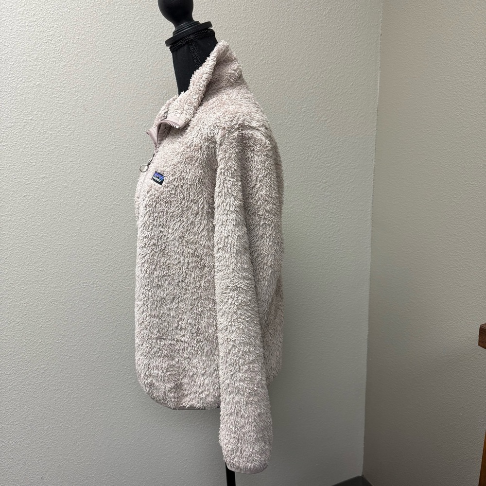 Patagonia Sherpa Fleece Pullover Medium Taupe Quarter Zip Cozy Jacket Top - Picture 5 of 12